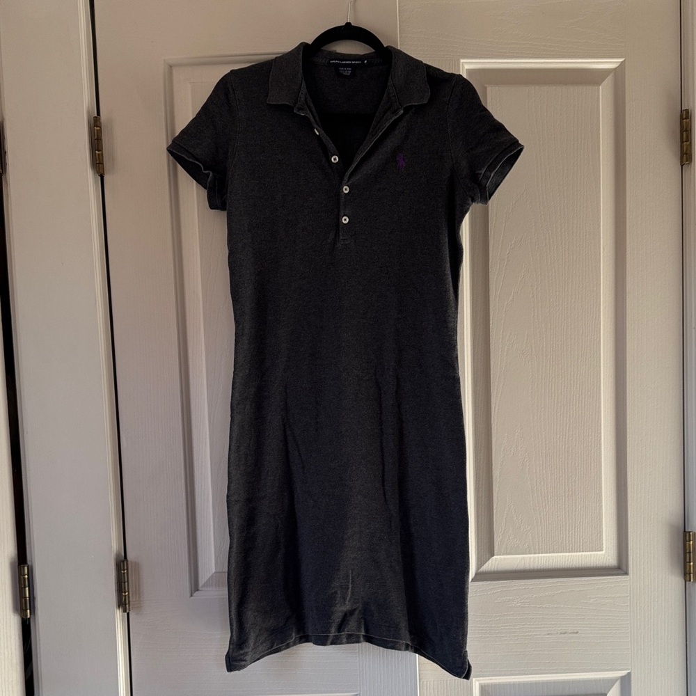 Gray Knit Polo Dress